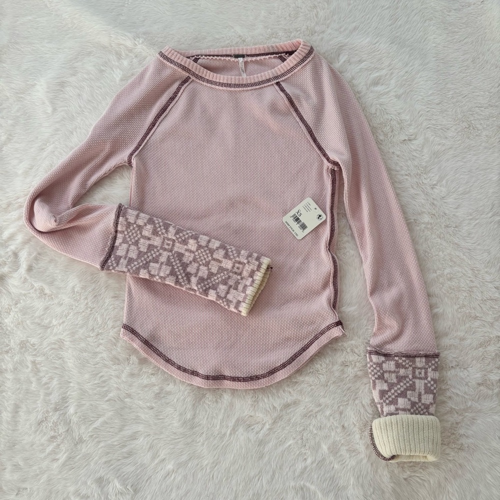 Free People Pink Long Sleeve Top